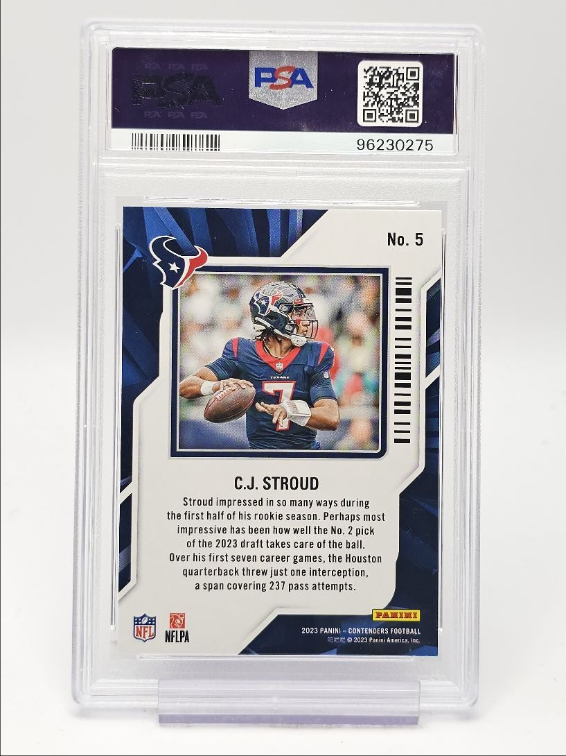 2023 Contenders NFL - C.J. STROUD #5 - ROOKIE OF THE YEAR - PSA 10