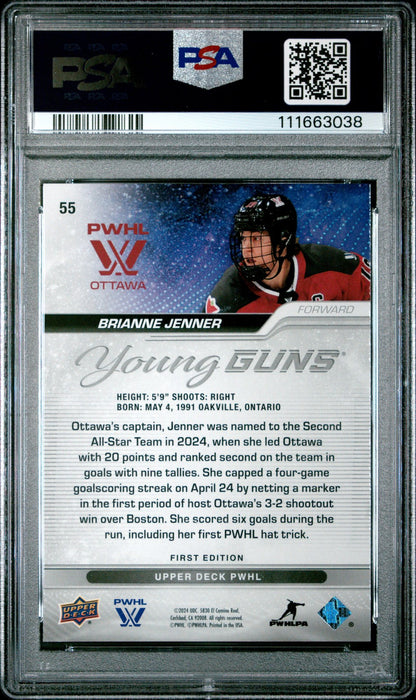 2024 Upper Deck PWHL 1ST EDITION - Brianne Jenner #55 - Young Guns ROOKIE - PSA