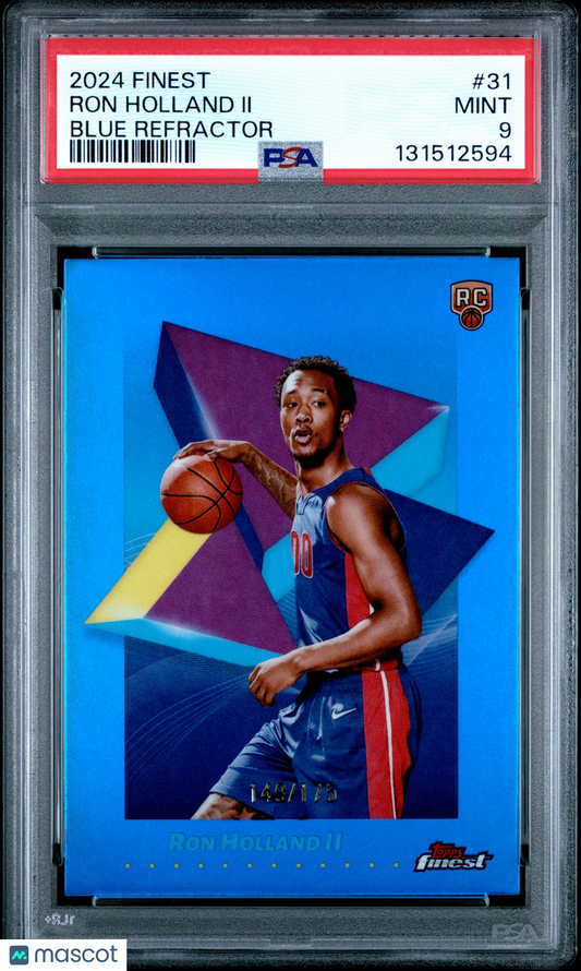2024 Topps Finest - RON HOLLAND II #31 - BLUE REFRACTOR /175 - PSA - Rookie /175