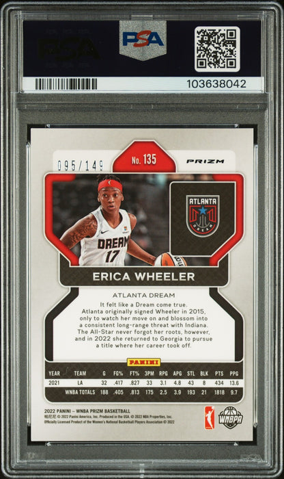 2022 Panini Prizm WNBA - ERICA WHEELER #135 - Blue Prizm /149 - PSA - /149