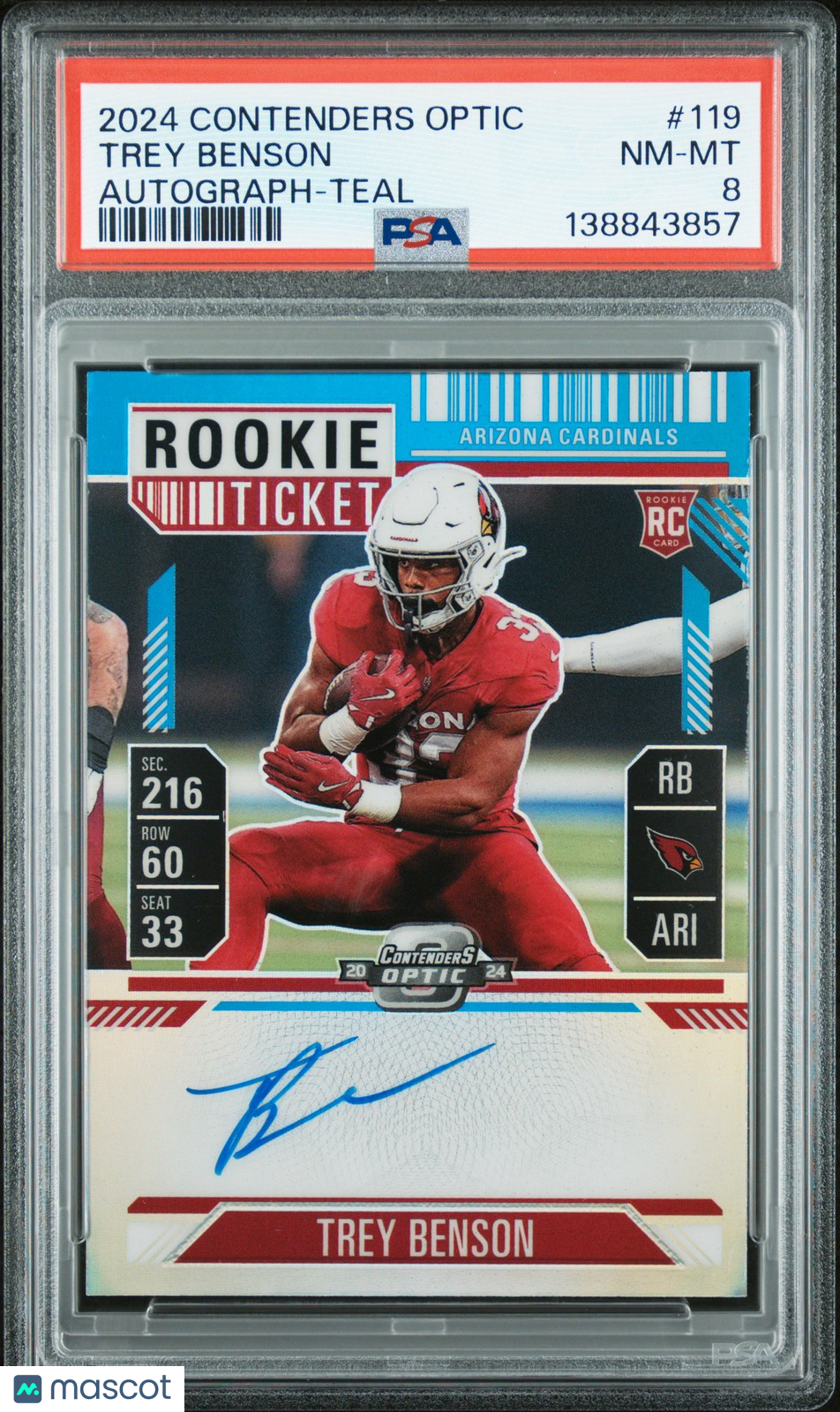 2024 Panini Contenders Optic - TREY BENSON #119 - ROOKIE AUTO TEAL - PSA - AUTO