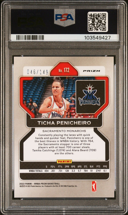 2022 Panini Prizm WNBA - TICHA PENICHEIRO #172 - Blue Prizm /149 - PSA 9 - /149