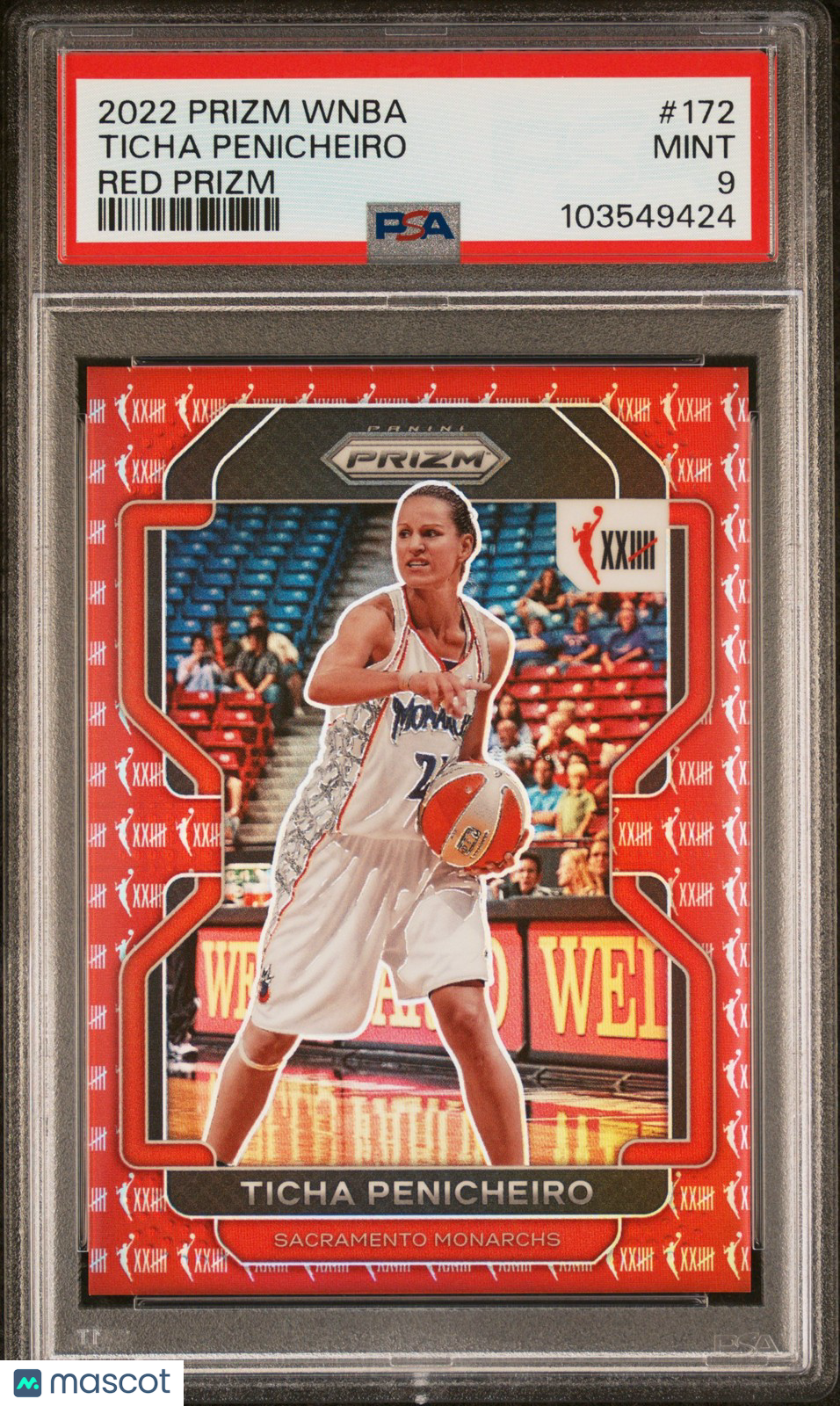 2022 Panini Prizm WNBA - TICHA PENICHEIRO #172 - Red Prizm /199 - PSA 9 - /199