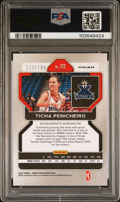 2022 Panini Prizm WNBA - TICHA PENICHEIRO #172 - Red Prizm /199 - PSA 9 - /199