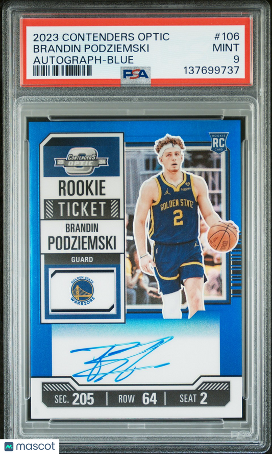 2023 Contenders Optic - BRANDIN PODZIEMSKI - AUTO Blue /49 - ROOKIE /49 - PSA