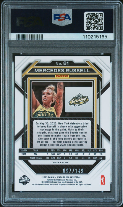 2023 Panini Prizm WNBA - MERCEDES RUSSELL #81 - Purple Prizm /149 - PSA - /149