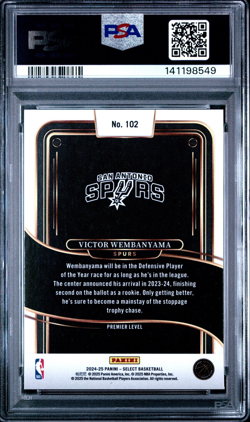 2024 Panini Select Basketball NBA - VICTOR WEMBANYAMA #102 - PSA