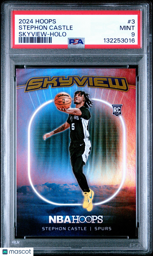 2024 Panini NBA HOOPS - STEPHON CASTLE #3 - SKYVIEW HOLO Rookie - PSA - ROOKIE