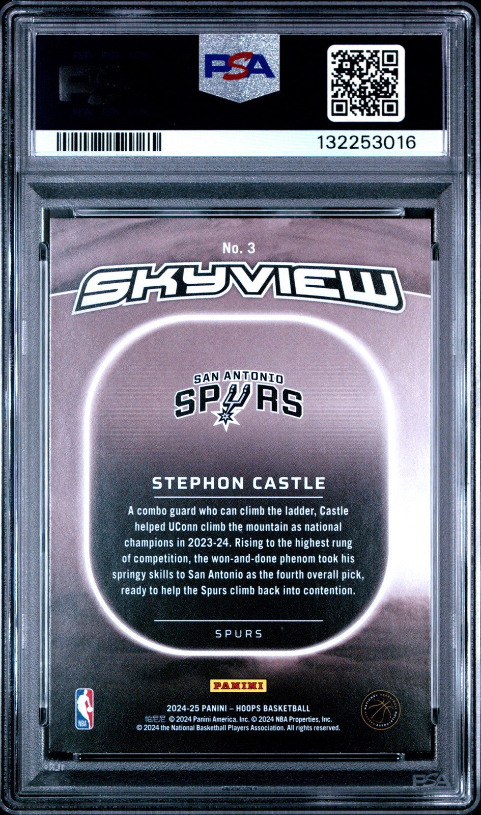 2024 Panini NBA HOOPS - STEPHON CASTLE #3 - SKYVIEW HOLO Rookie - PSA - ROOKIE