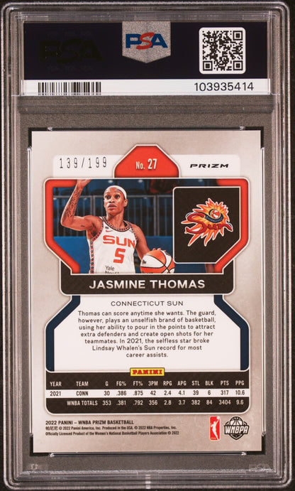2022 Panini Prizm WNBA - JASMINE THOMAS #27 - Red Prizm /199 - PSA - /199
