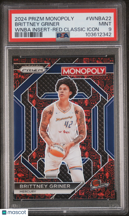 2024 Panini Prizm Monopoly WNBA - BRITTNEY GRINER #22 - RED CLASSIC ICON - PSA 9