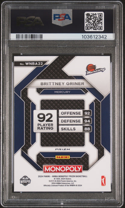 2024 Panini Prizm Monopoly WNBA - BRITTNEY GRINER #22 - RED CLASSIC ICON - PSA 9