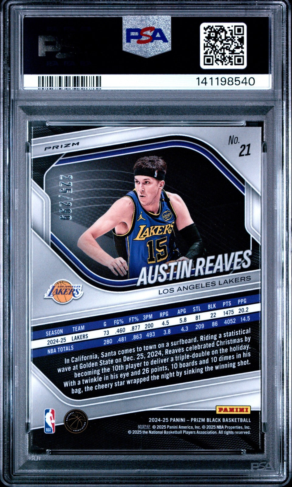 2024 Panini Prizm BLACK NBA -AUSTIN REAVES #21 - Red Prizm /299 - PSA - Red /299