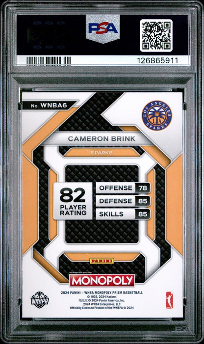 2024 Panini Prizm Monopoly WNBA - CAMERON BRINK #6- Rookie INSERT - PSA - ROOKIE