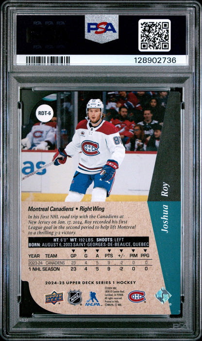 2024 Upper Deck Hockey - JOSHUA ROY #RDT6 - 1994-95 ROOKIE DIE-CUT - RED - PSA