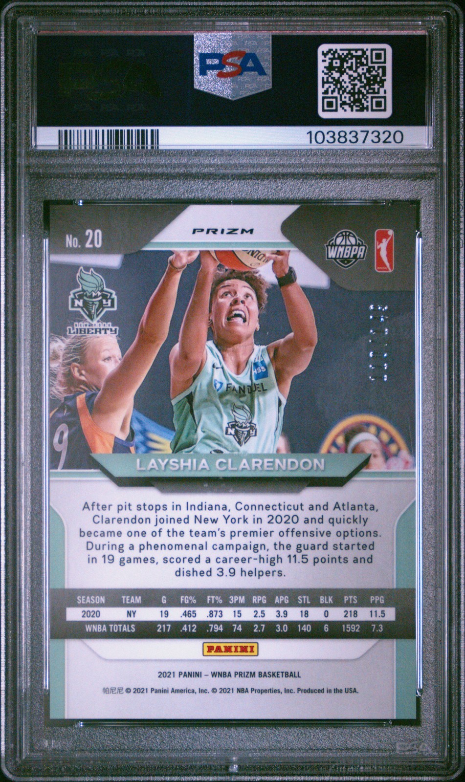 2021 Panini Prizm WNBA - LAYSHIA CLARENDON #20 - Blue Prizm /149 - PSA - /149