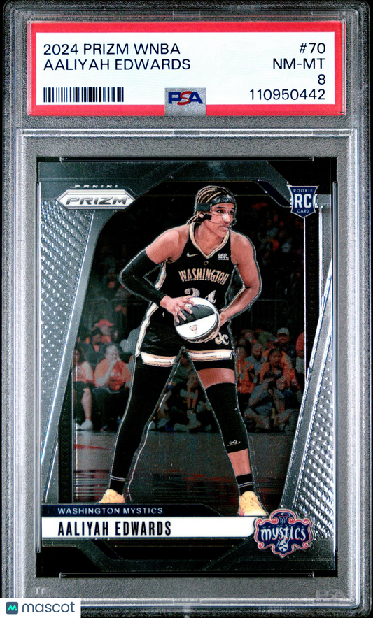 2024 Panini Prizm WNBA- AALIYAH EDWARDS #70 - Rookie - PSA 8 - ROOKIE
