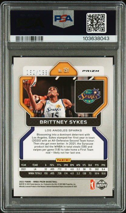 2022 Panini Prizm WNBA - BRITTNEY SYKES #151 - Red Prizm /199 - PSA - /199