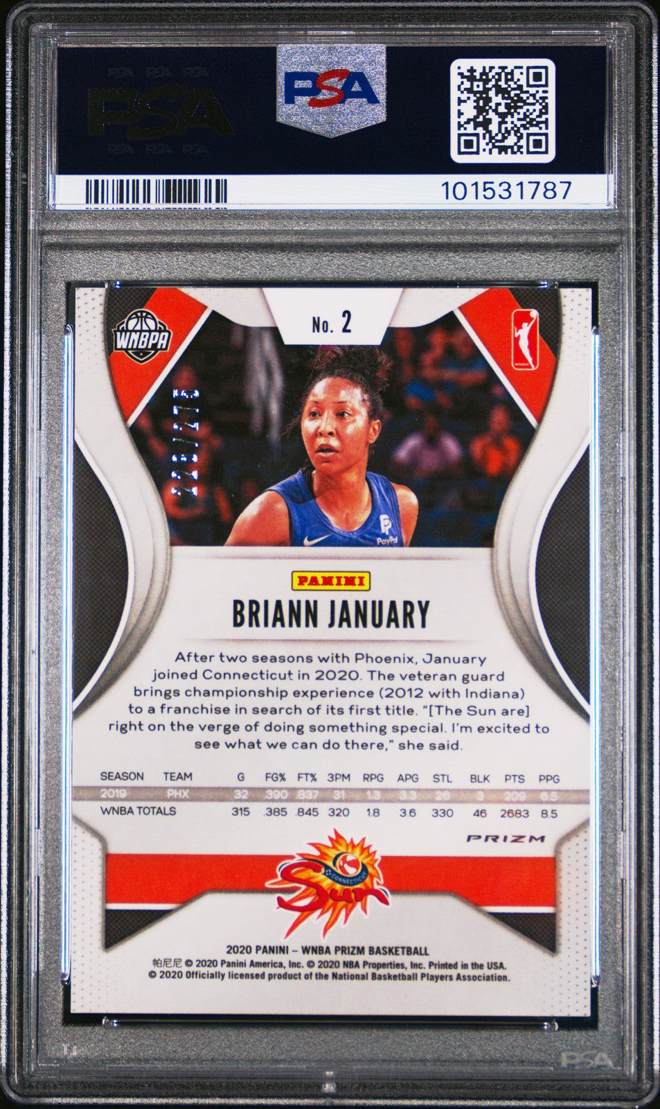 2020 Panini Prizm WNBA - BRIANN JANUARY #2 - Red Prizm /275 - PSA - /275
