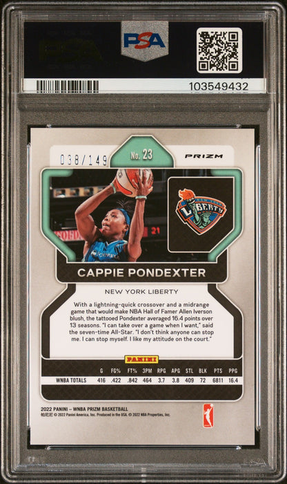 2022 Panini Prizm WNBA - CAPPIE PONDEXTER #23 - Blue Prizm /149 - PSA - /149