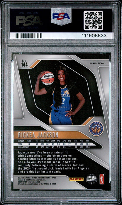 2024 Panini Prizm WNBA - RICKEA JACKSON #144 - ICE ROOKIE - PSA 8