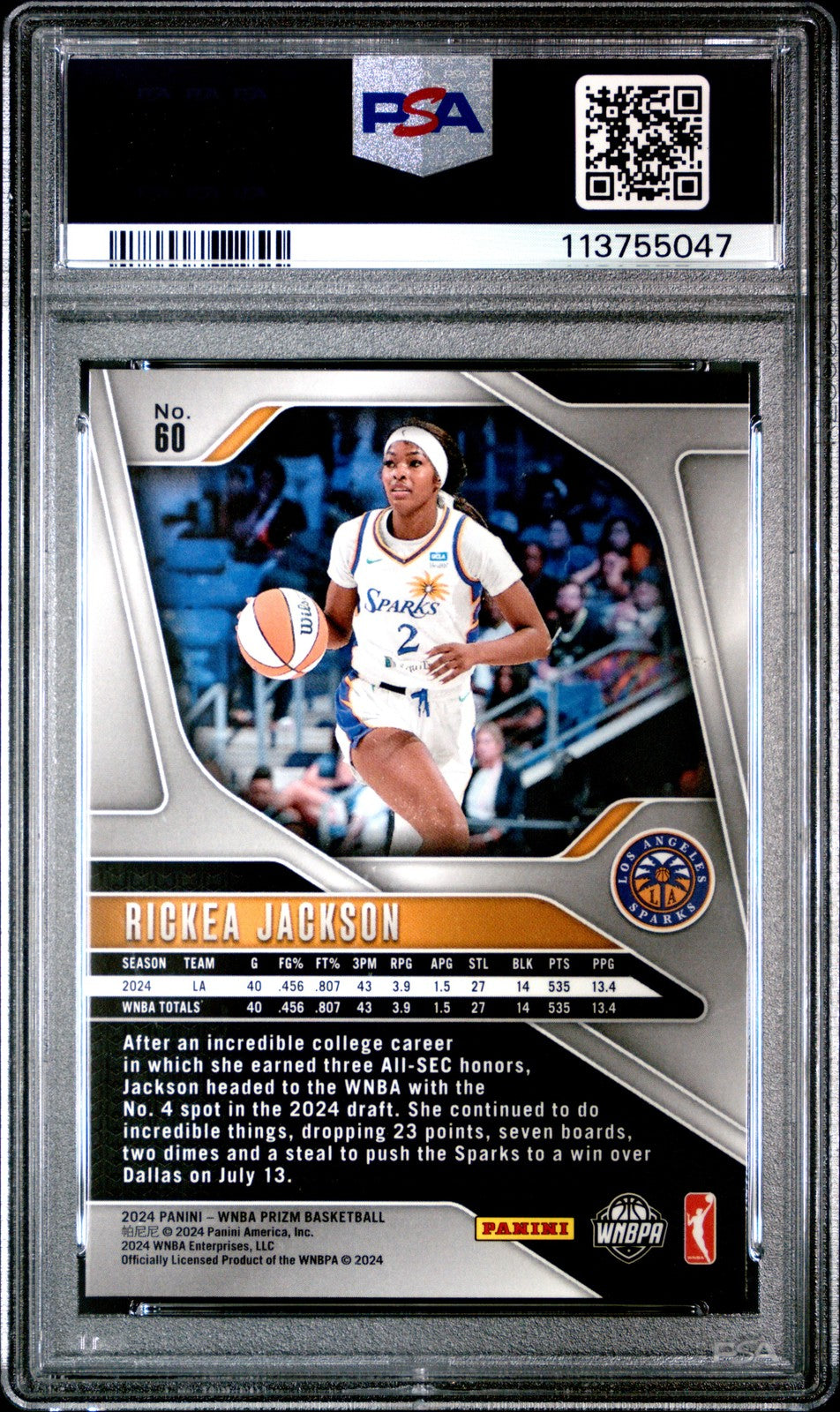 2024 Panini Prizm WNBA - RICKEA JACKSON #60 b - Rookie - PSA 7 - ROOKIE - PSA