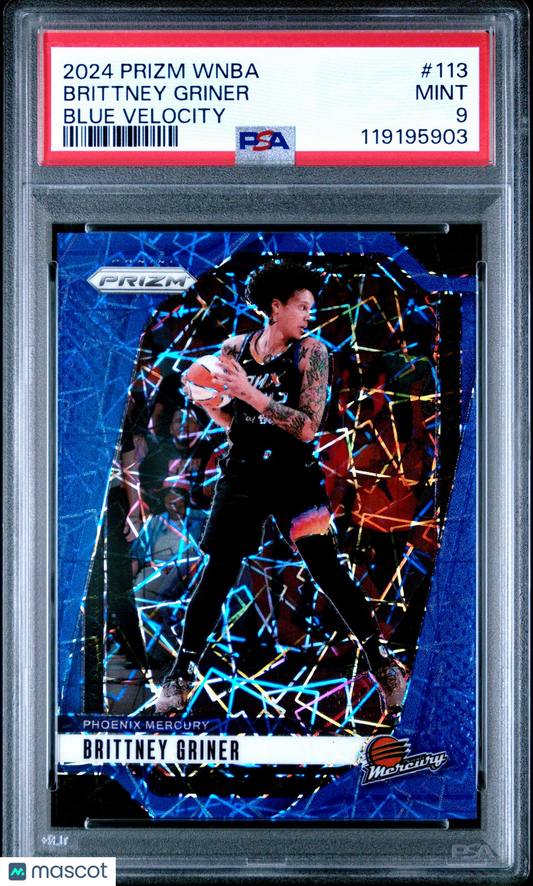 2024 Panini Prizm WNBA - BRITTNEY GRINER #113 - Blue Velocity - PSA 9