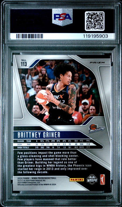 2024 Panini Prizm WNBA - BRITTNEY GRINER #113 - Blue Velocity - PSA 9