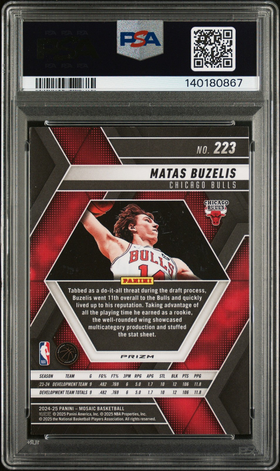 2024 Panini Mosaic - MATAS BUZELIS #223 - Reactive Yellow Rookie - PSA - ROOKIE