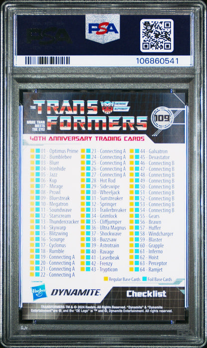 2024 Dynamite - THE TRANSFORMERS - 40TH ANV FOIL #109 - PSA - Transformers