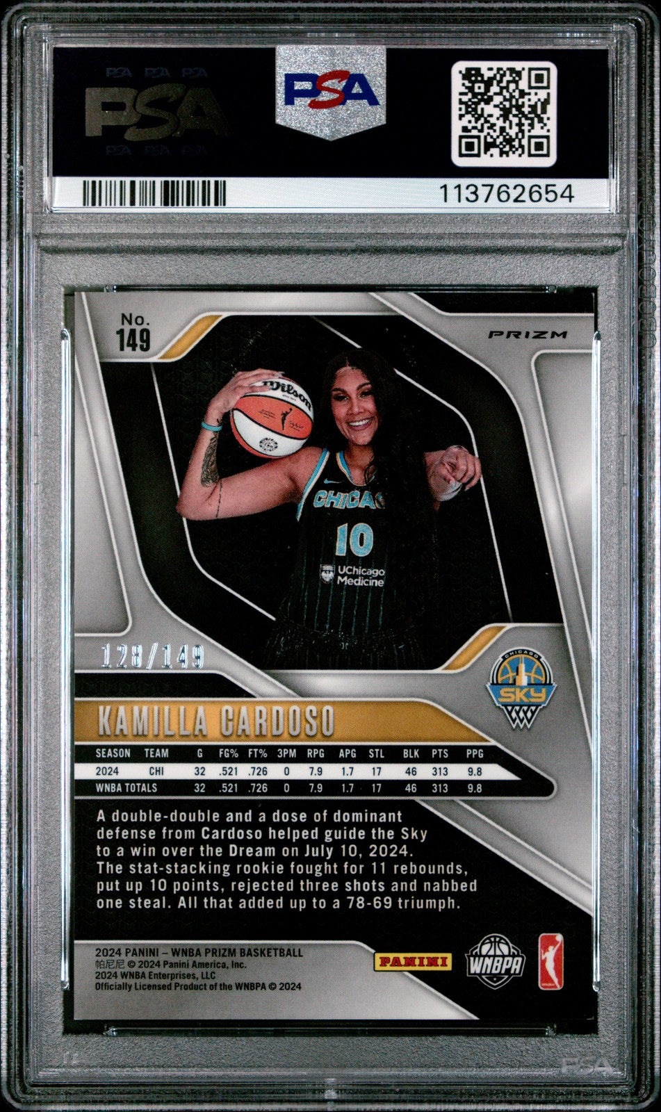 2024 Panini Prizm WNBA - KAMILLA CARDOSO #149 - Purple Prizm /149 - PSA - ROOKIE