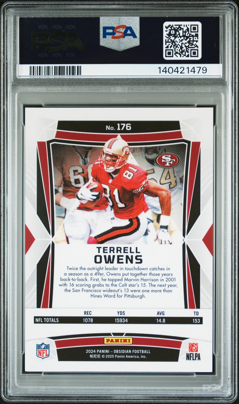 2024 Panini Obsidian Football NFL - TERRELL OWENS #176 - BLUE WAVE - PSA