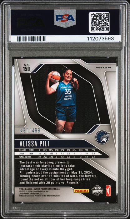 2024 Panini Prizm WNBA- ALISSA PILI #150- ROOKIE PULSAR /499 - PSA - Rookie /499
