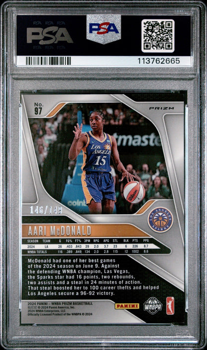 2024 Panini Prizm WNBA - AARI MCDONALD #97 - Purple Prizm /149 - PSA - /149