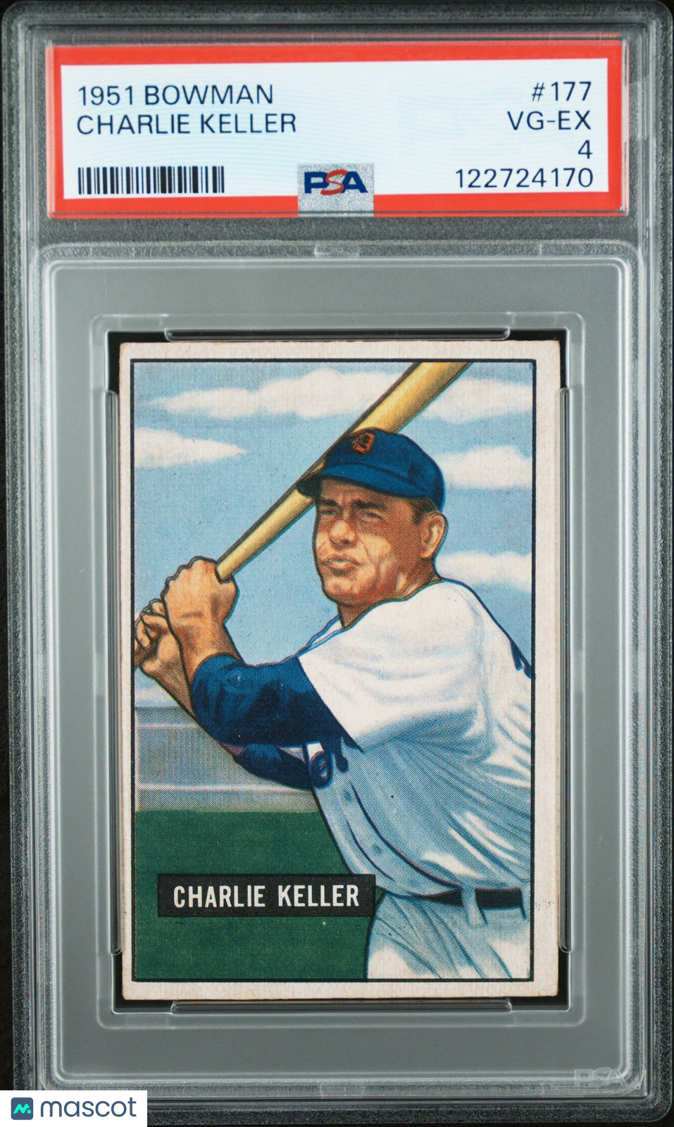 1951 Bowman Baseball MLB - CHARLIE KELLER #177 - PSA 4