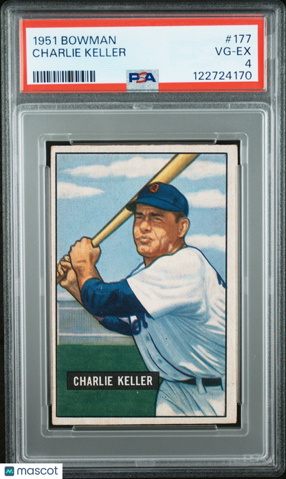 1951 Bowman Baseball MLB - CHARLIE KELLER #177 - PSA 4