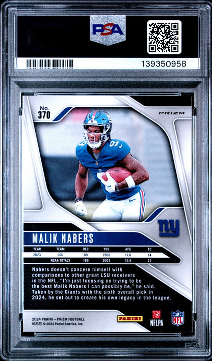 2024 Panini Prizm Football NFL - MALIK NABERS #370 - SILVER PRIZM - Rookie - PSA