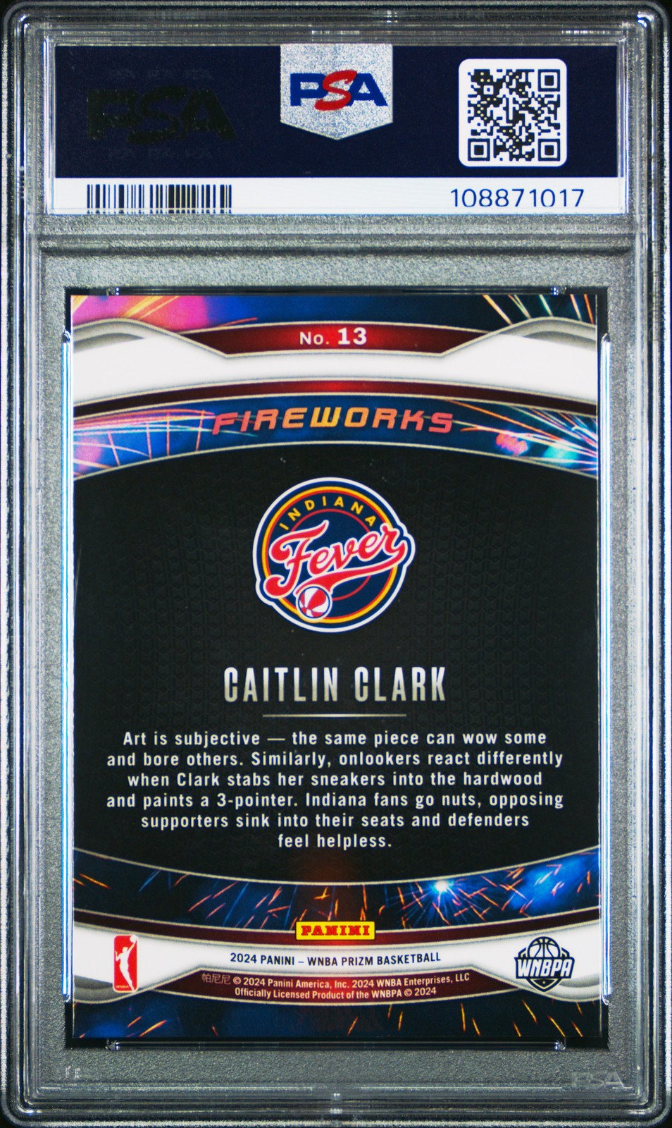 2024 Panini Prizm WNBA - CAITLIN CLARK #13 - Fireworks Rookie - PSA - ROOKIE