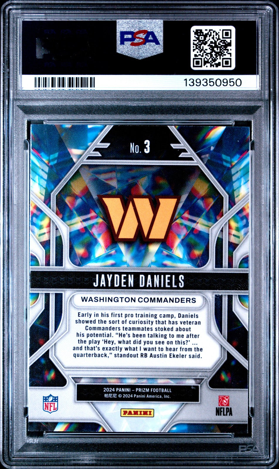 2024 Panini Prizm Football NFL - JAYDEN DANIELS #3 -  PRIZMATIC - PSA - Rookie