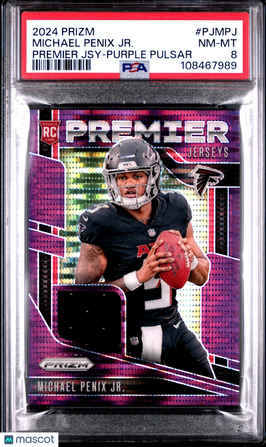 2024 Panini Prizm - MICHAEL PENIX JR. - PURPLE PULSAR JERSEYS - Rookie - PSA