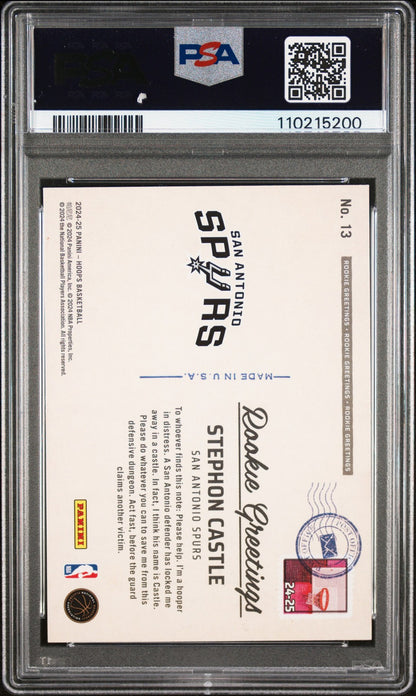 2024 Panini NBA Hoops - Stephon Castle #13b - ROOKIE GREETINGS - PSA - ROOKIE