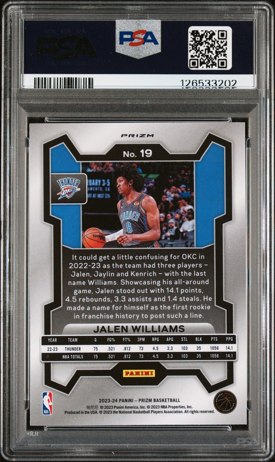 2023 Panini Prizm - JALEN WILLIAMS #19 - HYPER PRIZM - PSA - Hyper Prizm - PSA
