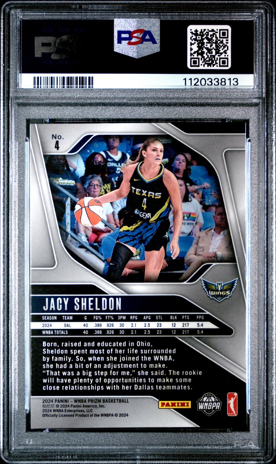 2024 Panini Prizm WNBA - JACY SHELDON #4 - Rookie - PSA 9 - ROOKIE
