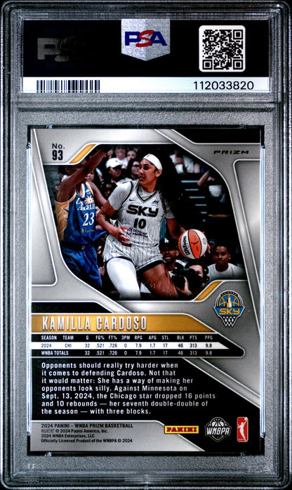 2024 Panini Prizm WNBA - KAMILLA CARDOSO #93 - Silver Prizm - PSA 8 - ROOKIE