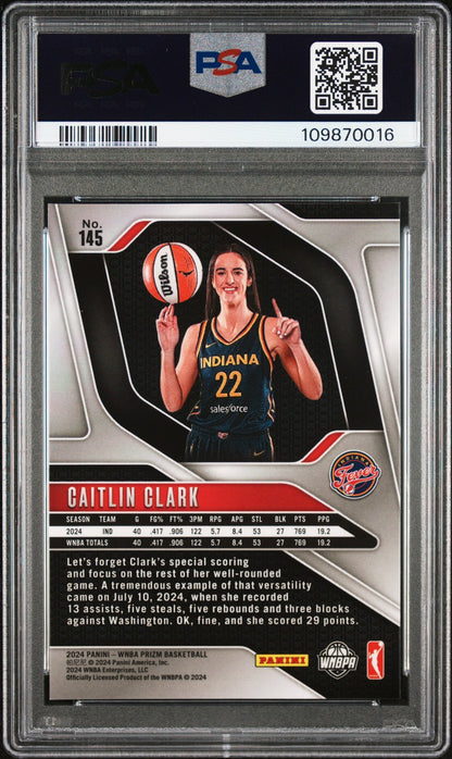 2024 Panini Prizm WNBA - CAITLIN CLARK #145 - Rookie - PSA - ROOKIE