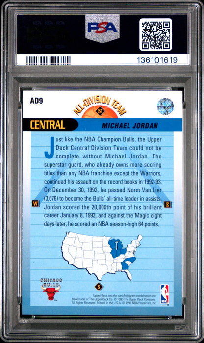 1992 Upper Deck Basketball NBA - MICHAEL JORDAN #AD9 -  ALL-DIVISION Team - PSA