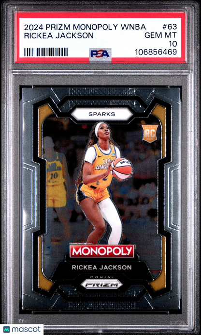 2024 Panini Prizm Monopoly WNBA - RICKEA JACKSON #63 - ROOKIE - PSA 10