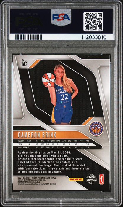 2024 Panini Prizm WNBA - CAMERON BRINK #143 a - Rookie - PSA - ROOKIE