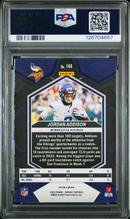 2024 Panini Mosaic - JORDAN ADDISON #144 - Red Sparkle - PSA