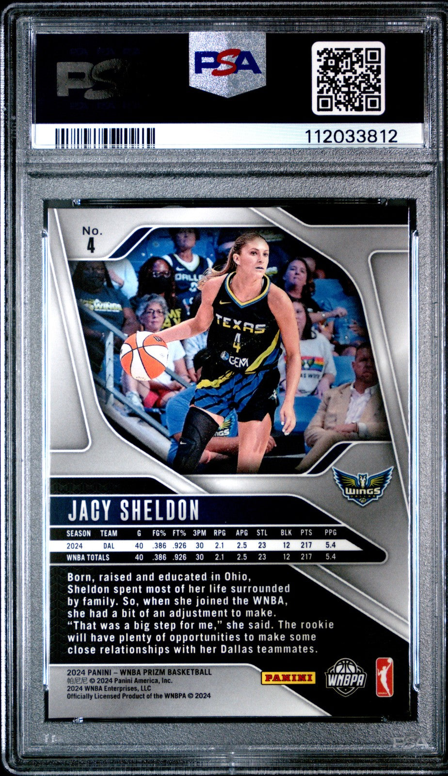 2024 Panini Prizm WNBA - JACY SHELDON #4 - Rookie - PSA 8 - ROOKIE